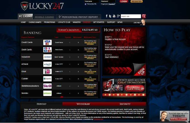 Lucky 247 Casino Banking Australia
