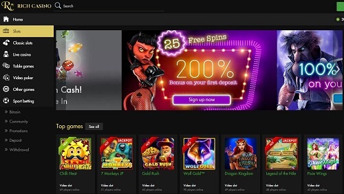 Rich Casino Review - top bonus